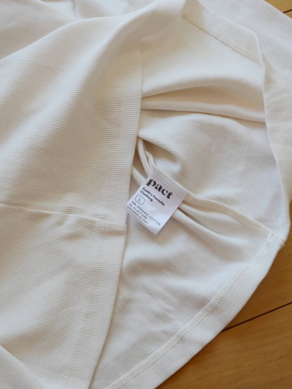 Pact Women's Cream Perfect Rib layering Long Sleeve Top Size L NWT - Picture 5 of 6
